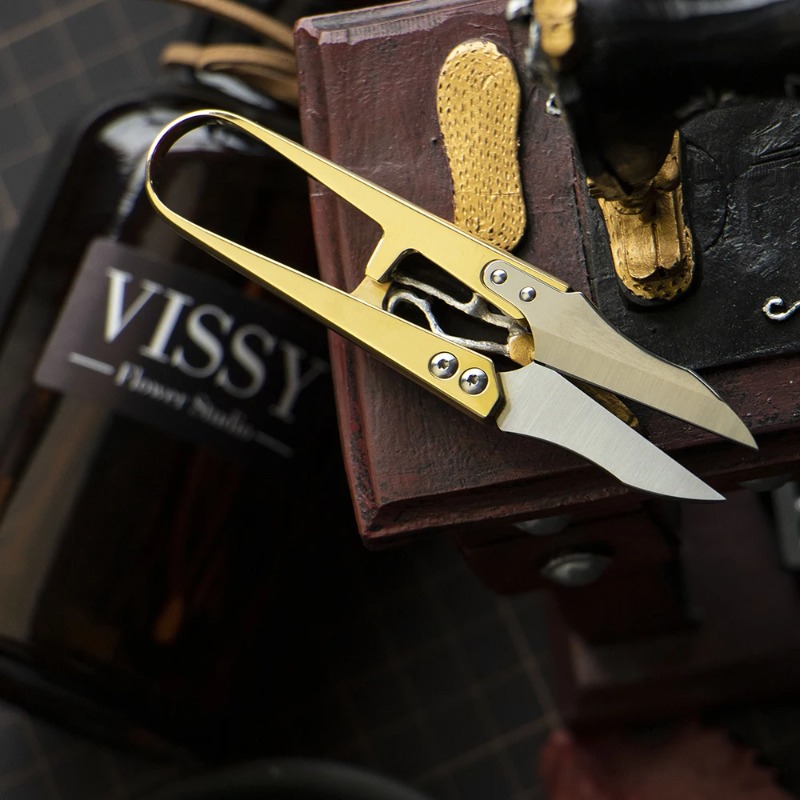 Embroidery Scissors Small - 真鍮製小型はさみ、革用小型糸切りはさみ、DIY手芸革裁断、手縫い刺繍裁断用糸切りツールアクセサリー