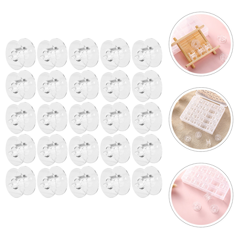 Embroidery Threads - 1セット耐摩耗性透明縫製ボビンプラスチック製空スプール刺繍機用透明糸可視化錆びない