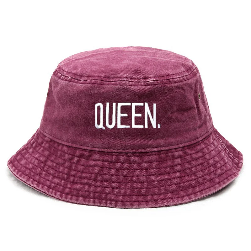 Embroidery Hat Machine - カスタマイズ可能なクイーンウォッシュドヴィンテージバケットハット、ニューカップルレター刺繍入りヒップホップスタイルハット、アウトドアコットンファッションフィッシングキャップ