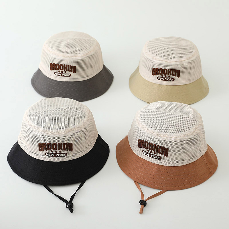 Embroidery Hat Machine - 文字刺繍入りベビーサンハット 夏用メッシュ通気性 男の子女の子兼用フィッシャーマンキャップ ファッションパッチワーク キッズパナマバケットハット