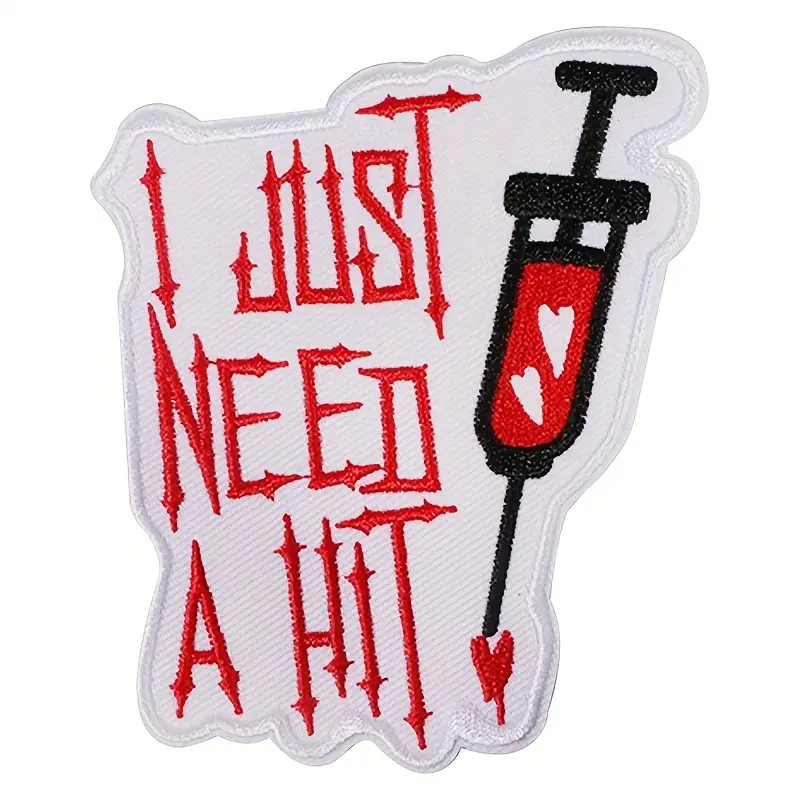 Embroidery Hat Machine - 1枚入り「I Just Need A Hit」刺繍ワッペン アイロン接着