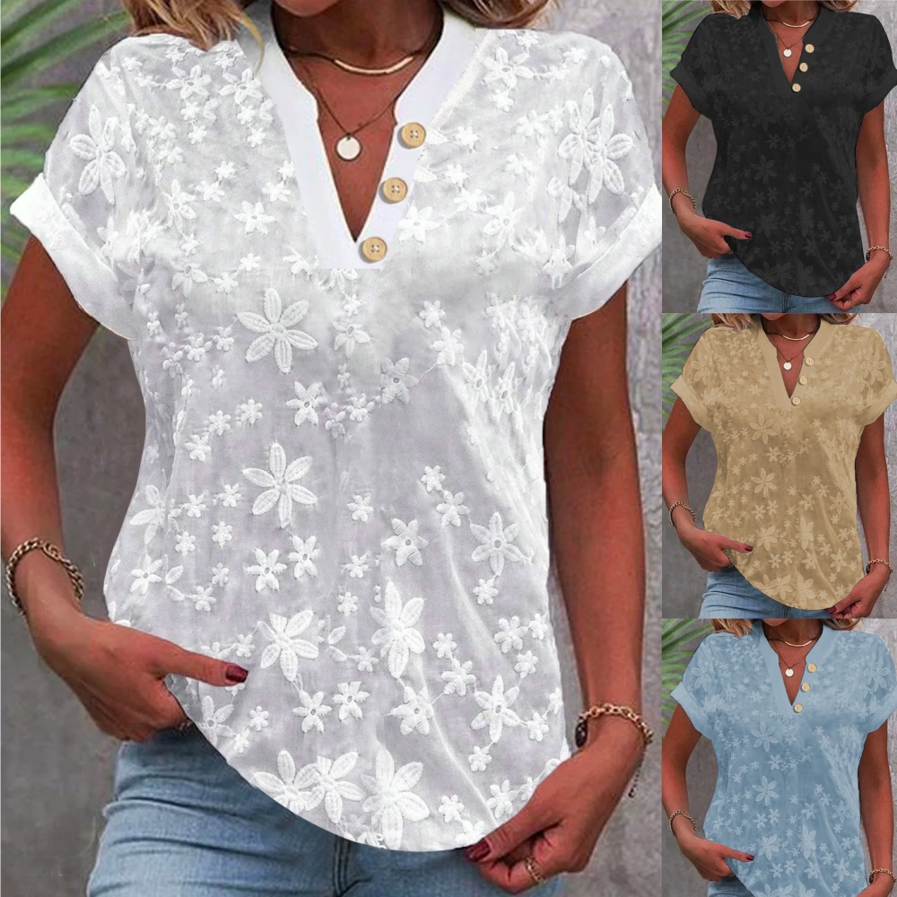 Embroidery Eyelet - 女性用クロップドホワイトレースブラウス、アイレットカット刺topトップ、中空アウトウェア、サマーウェア