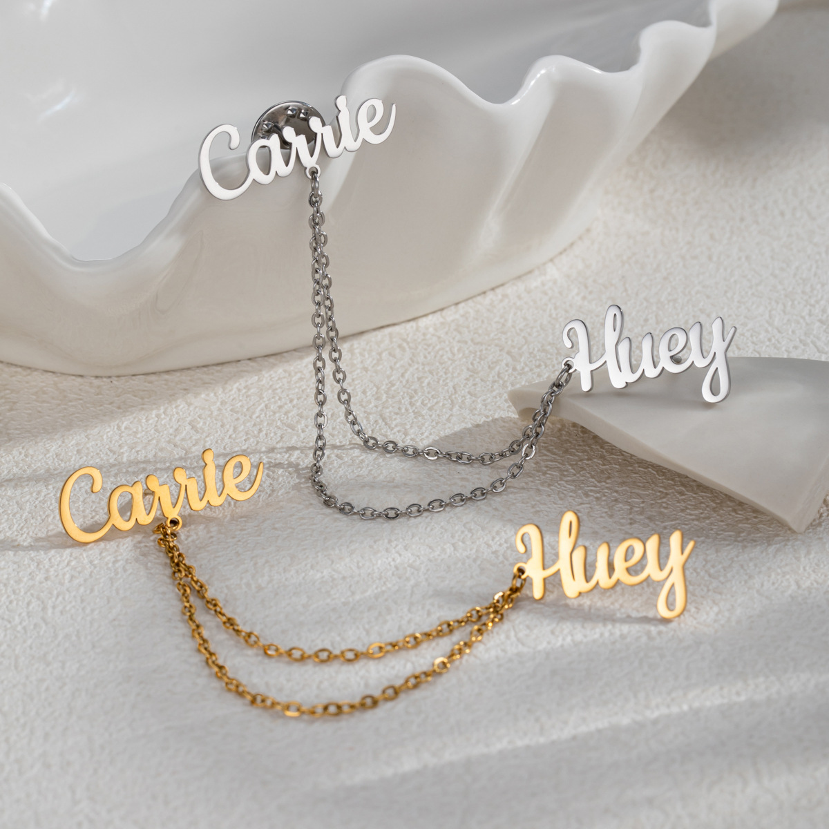 Embroidery Names - ファッション2ネームDIYカスタムピンバッジビジネスマン女性ネームプレートレターラペルピンパーソナライズドグルームズマンブローチアクセサリー