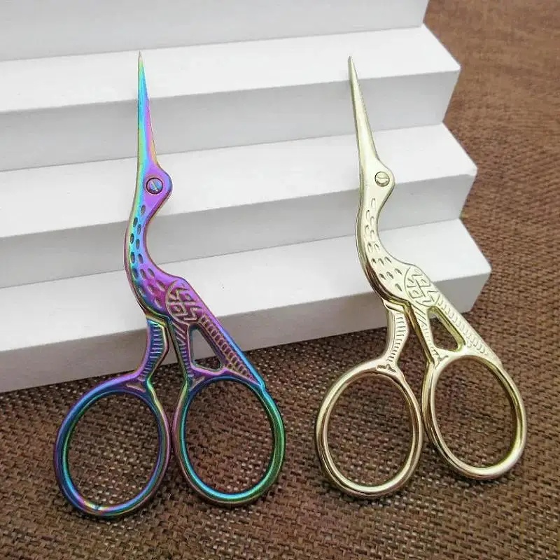 Embroidery Scissors Small - クレーンマウスシザー レトロクロスステッチ アンティークブラック ヴィンテージ キュートスモール ソーイングシザー