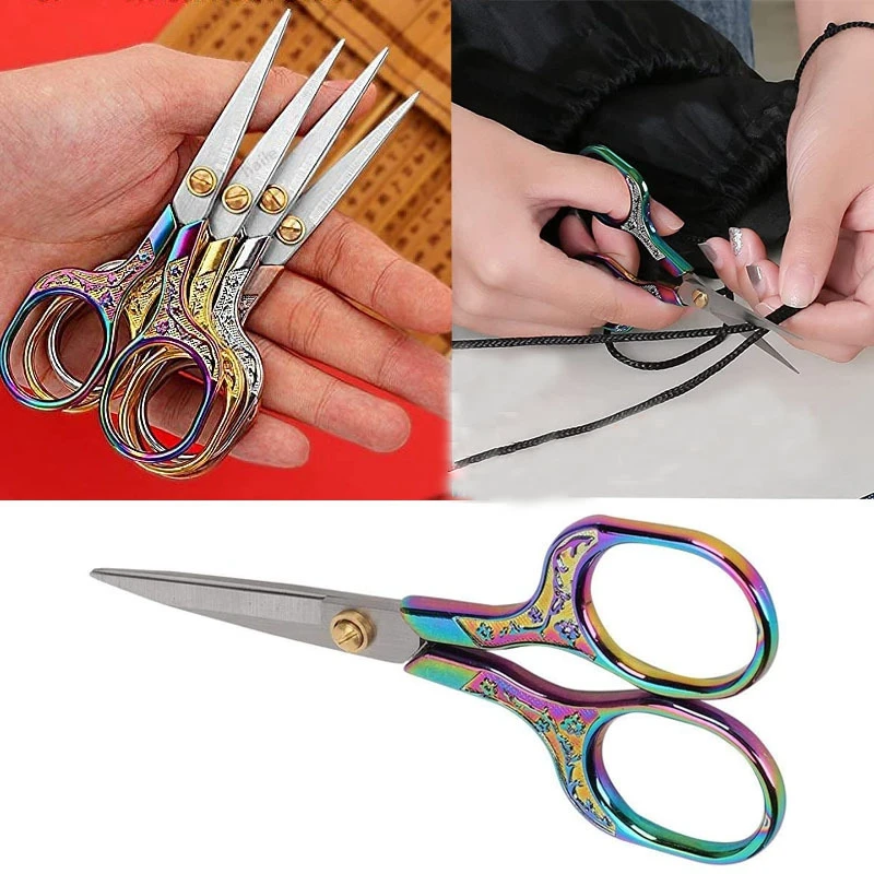Embroidery Scissors Small - 1/3 個ステンレス鋼ヴィンテージはさみ縫製生地カッター刺繍仕立て屋糸はさみツール縫製用はさみ小型