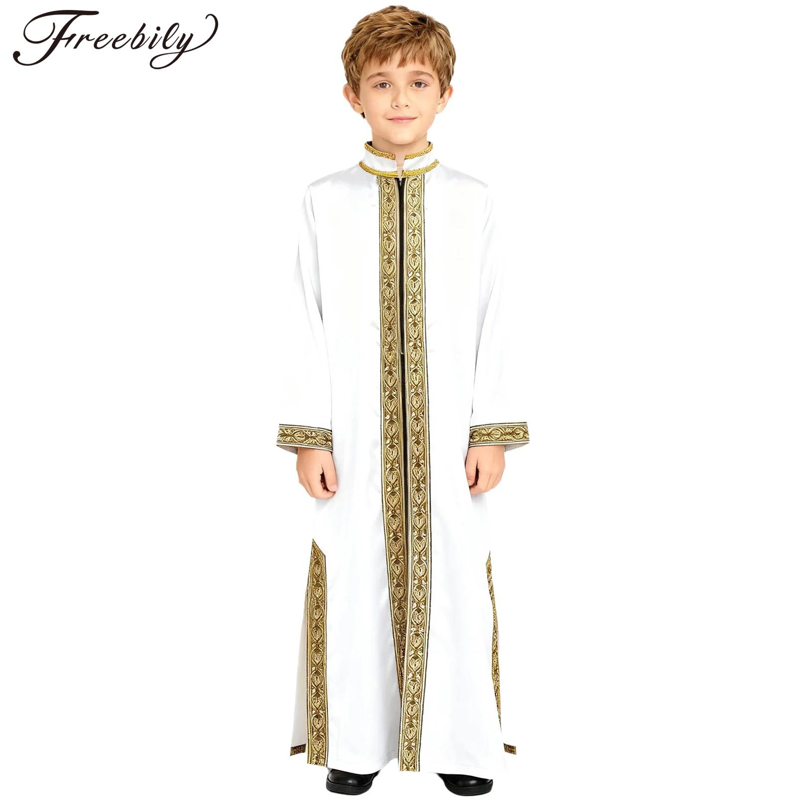 Embroidery Kaftan - 男の子用金刺繍マキシムスリムトーブカフタンアラブガウンイスラムローブコスプレ長袖コートフェスティバルホリデーコスチューム
