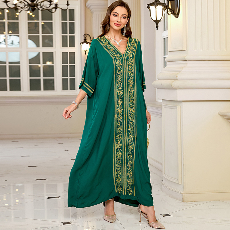 水着カバーアップ 刺繍入りVネック半袖スイムカバーアップ レ - Embroidery Kaftan のレビューと価格