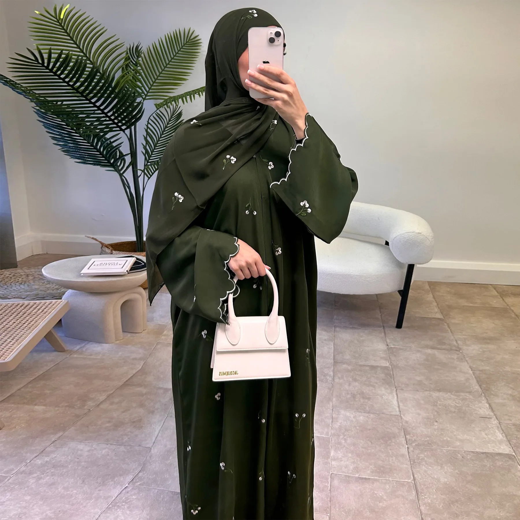 イード女性用刺繍アバヤ ムスリムカーディガンワンピース 礼拝 - Embroidery Kaftan のレビューと価格