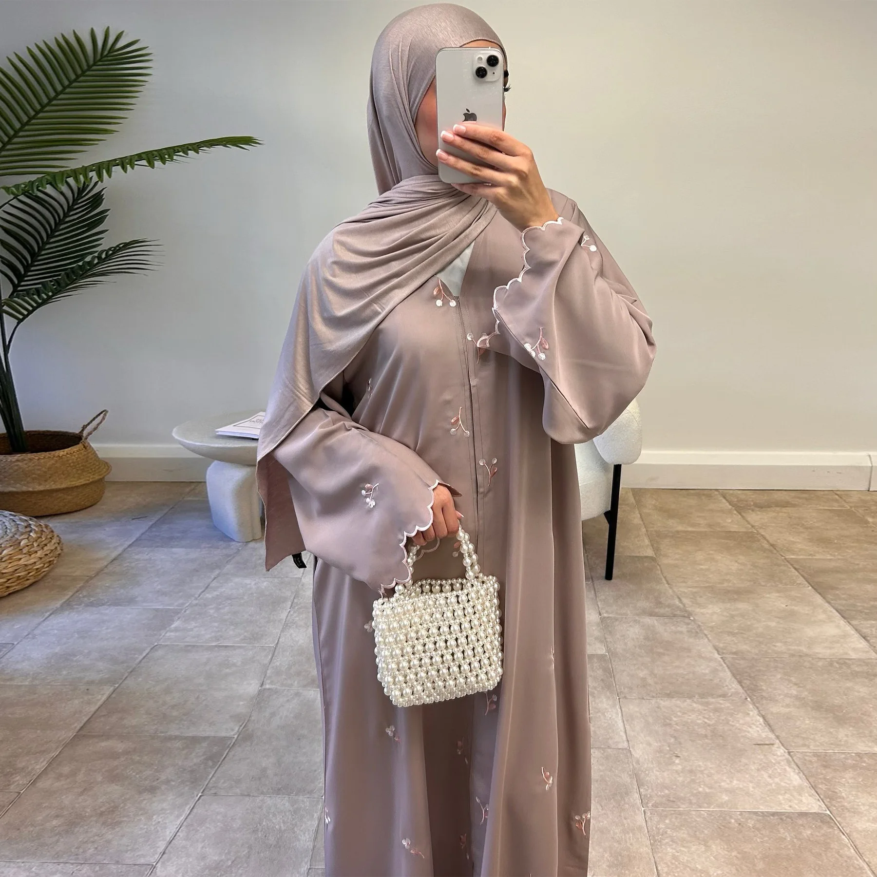 イード女性用刺繍アバヤ ムスリムカーディガンワンピース 礼拝 - Embroidery Kaftan のレビューと価格