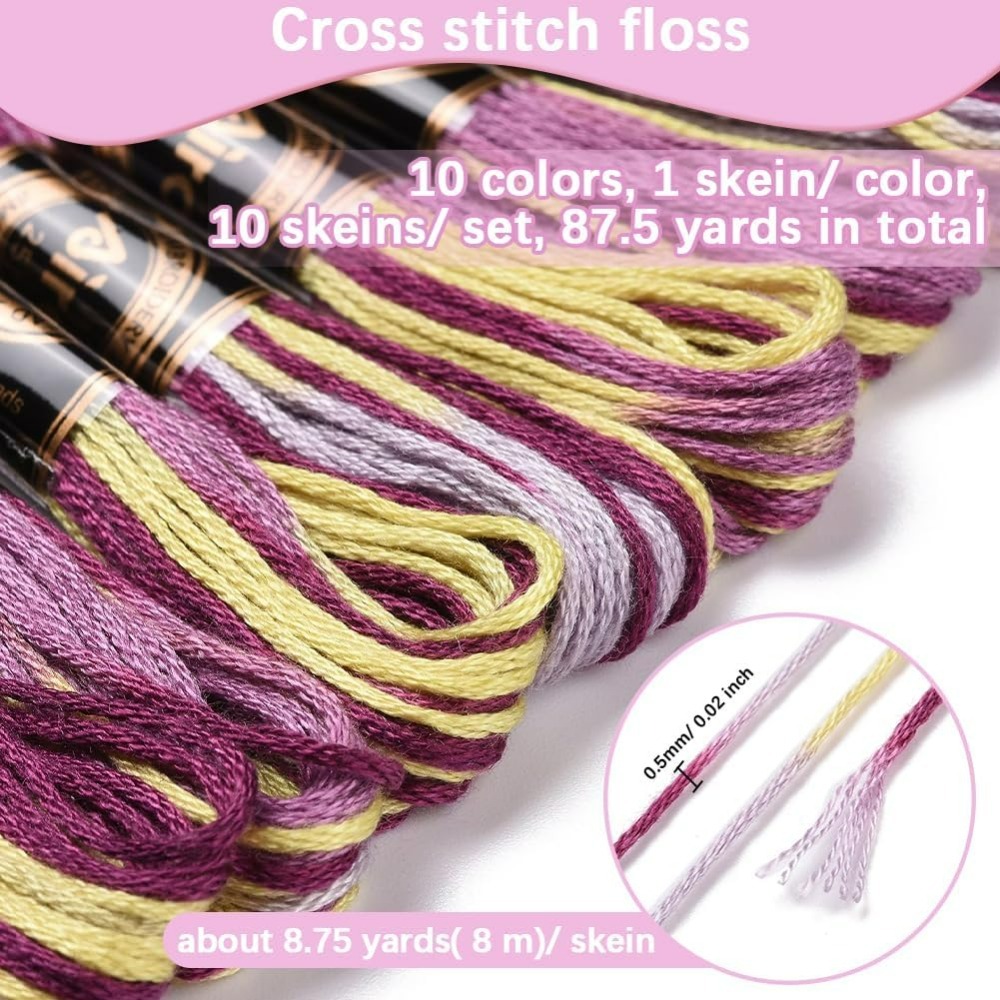 6 ストランド紫多彩な刺繍フロスグラデーションカラークロスス - Embroidery Diy のレビューと価格
