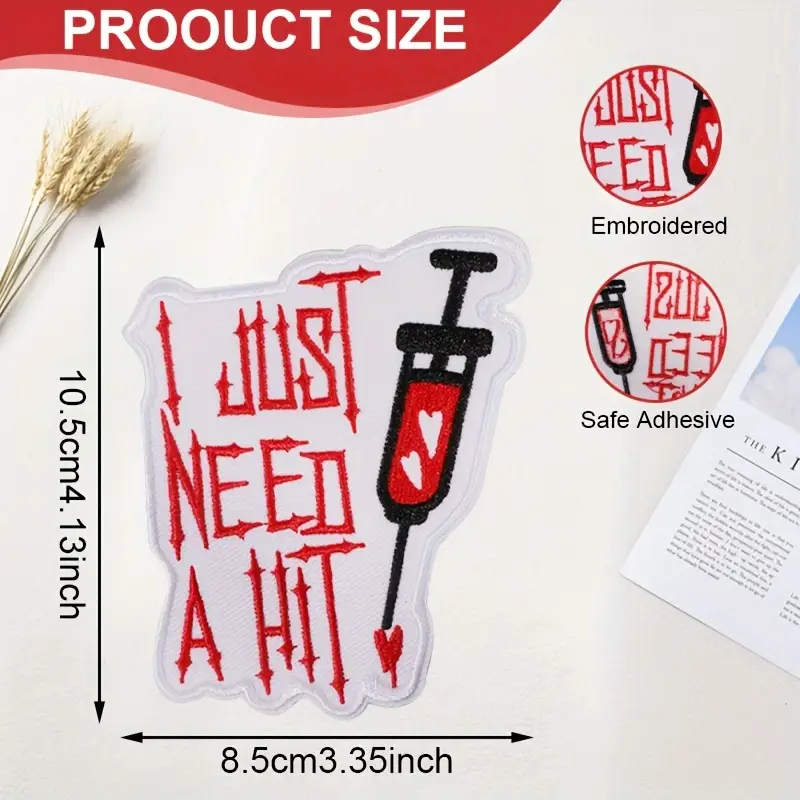 1枚入り「I Just Need A Hit」刺繍ワッペン  - Embroidery Hat Machine のレビューと価格