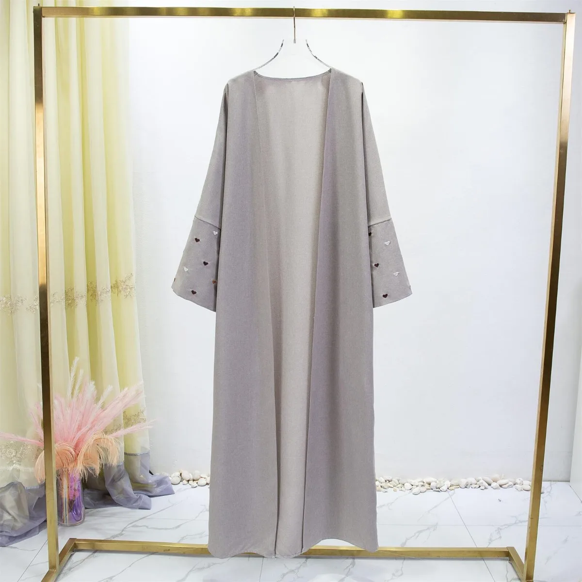 Jilbaba-女性のためのオープンフロントのアバヤ,長袖, - Embroidery Kaftan のレビューと価格