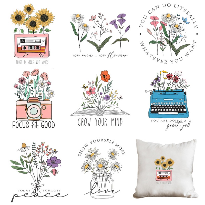 漫画風花柄アイロン接着熱転写ステッカー Tシャツ DIY 手 - Embroidery Diy のレビューと価格