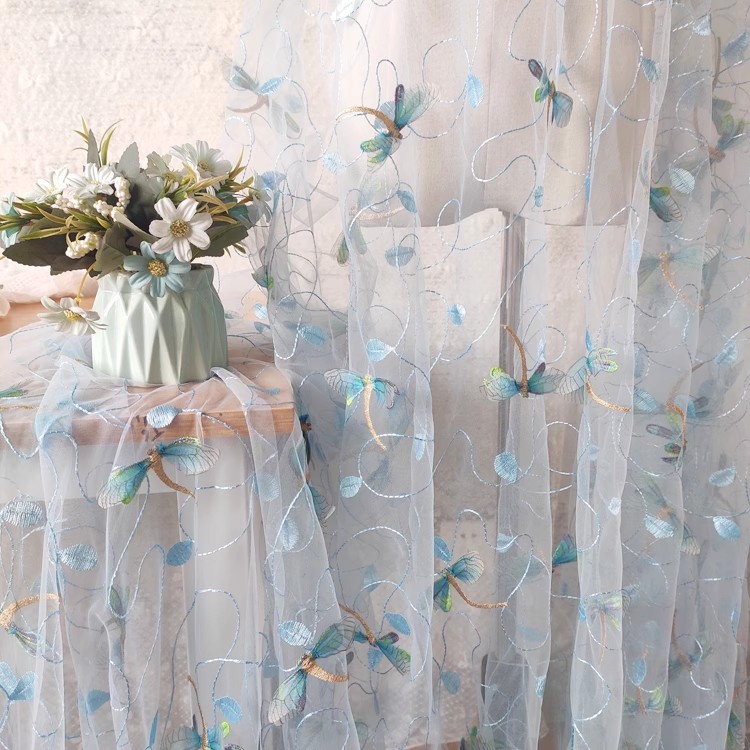 1 ヤードブルーピンクメッシュ生地立体刺繍縫製ウェディングド - Embroidery Wedding のレビューと価格