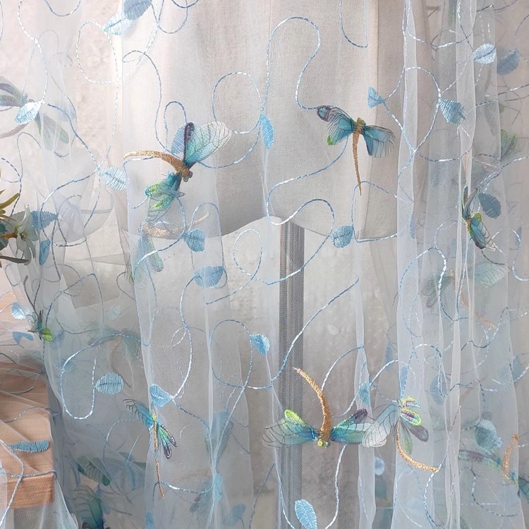 1 ヤードブルーピンクメッシュ生地立体刺繍縫製ウェディングド - Embroidery Wedding のレビューと価格