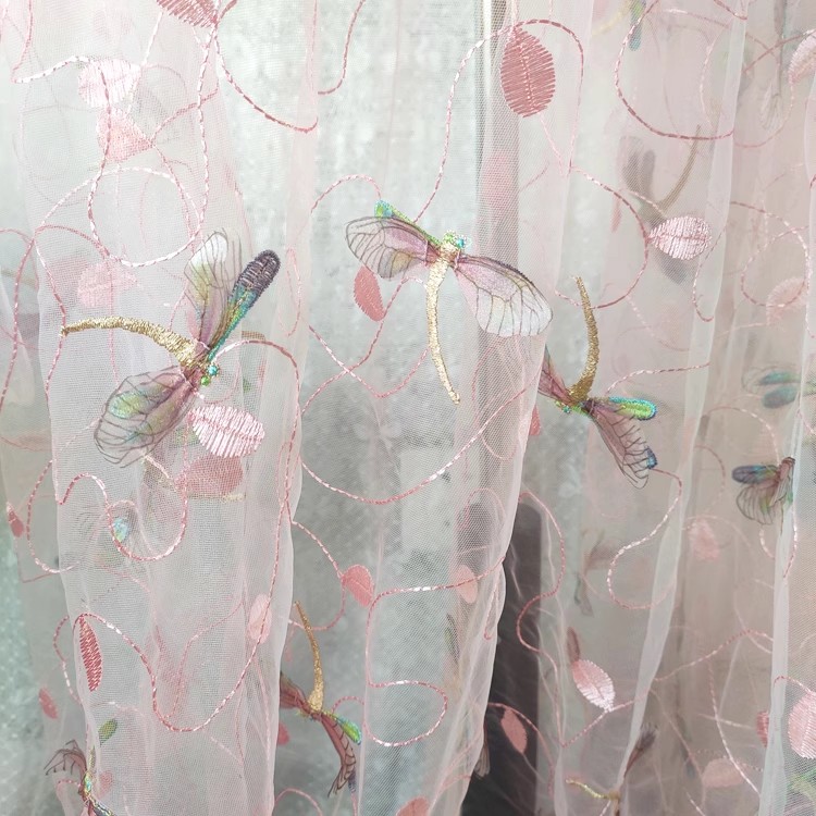 1 ヤードブルーピンクメッシュ生地立体刺繍縫製ウェディングド - Embroidery Wedding のレビューと価格