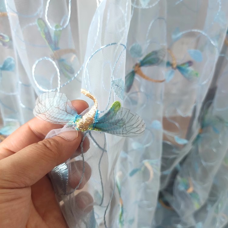 1 ヤードブルーピンクメッシュ生地立体刺繍縫製ウェディングド - Embroidery Wedding のレビューと価格