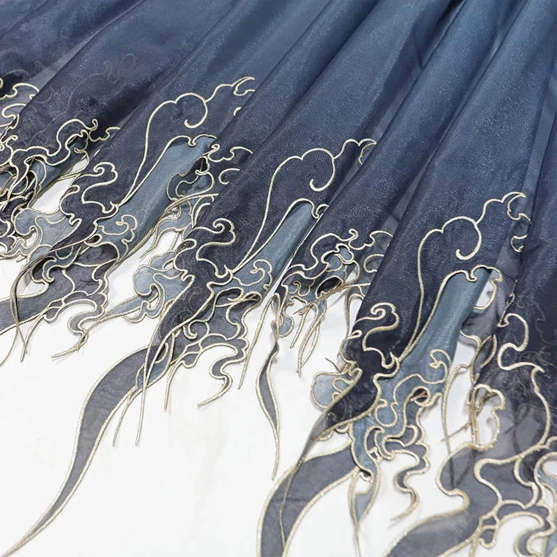 中国風刺繍蓮の葉グラデーション生地 DIY 漢服ドレススカー - Embroidery Wedding のレビューと価格