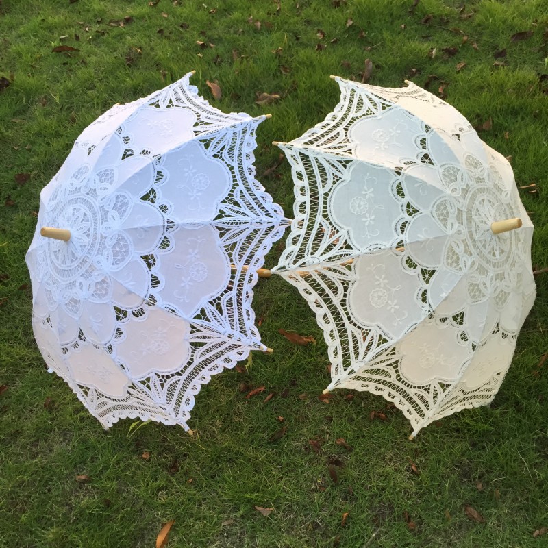 花嫁のための刺繍が施された白いレースの傘,ヴィンテージ,手作 - Embroidery Wedding のレビューと価格