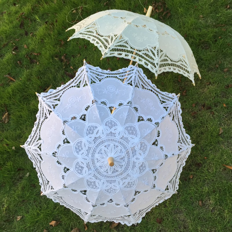 花嫁のための刺繍が施された白いレースの傘,ヴィンテージ,手作 - Embroidery Wedding のレビューと価格