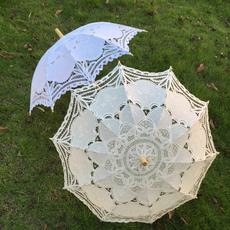 花嫁のための刺繍が施された白いレースの傘,ヴィンテージ,手作 - Embroidery Wedding のレビューと価格