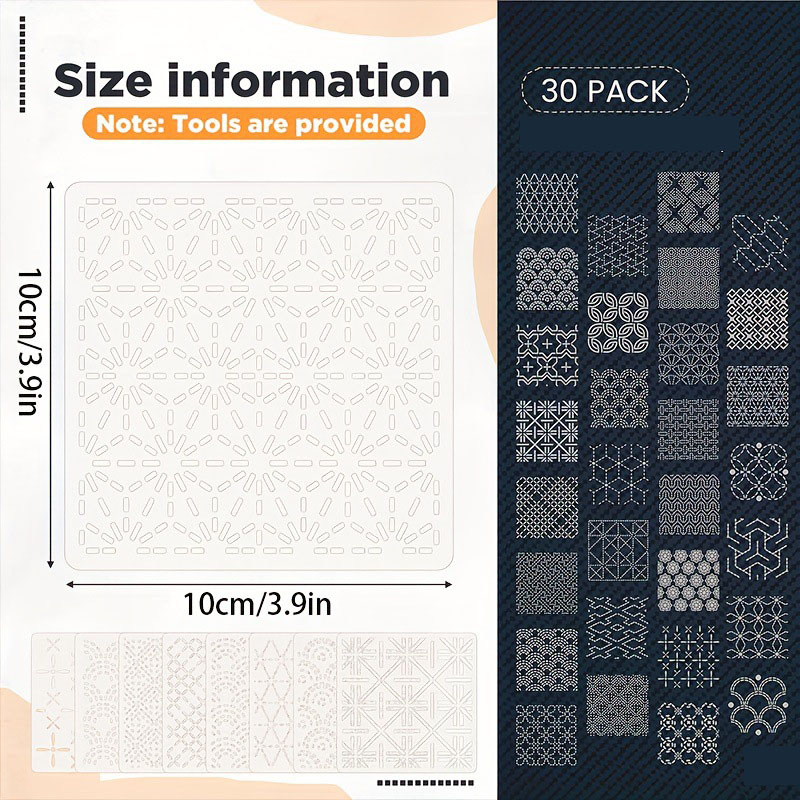 30 個の刺繍テンプレート DIY 刺繍パターン幾何学ライン - Embroidery Diy のレビューと価格