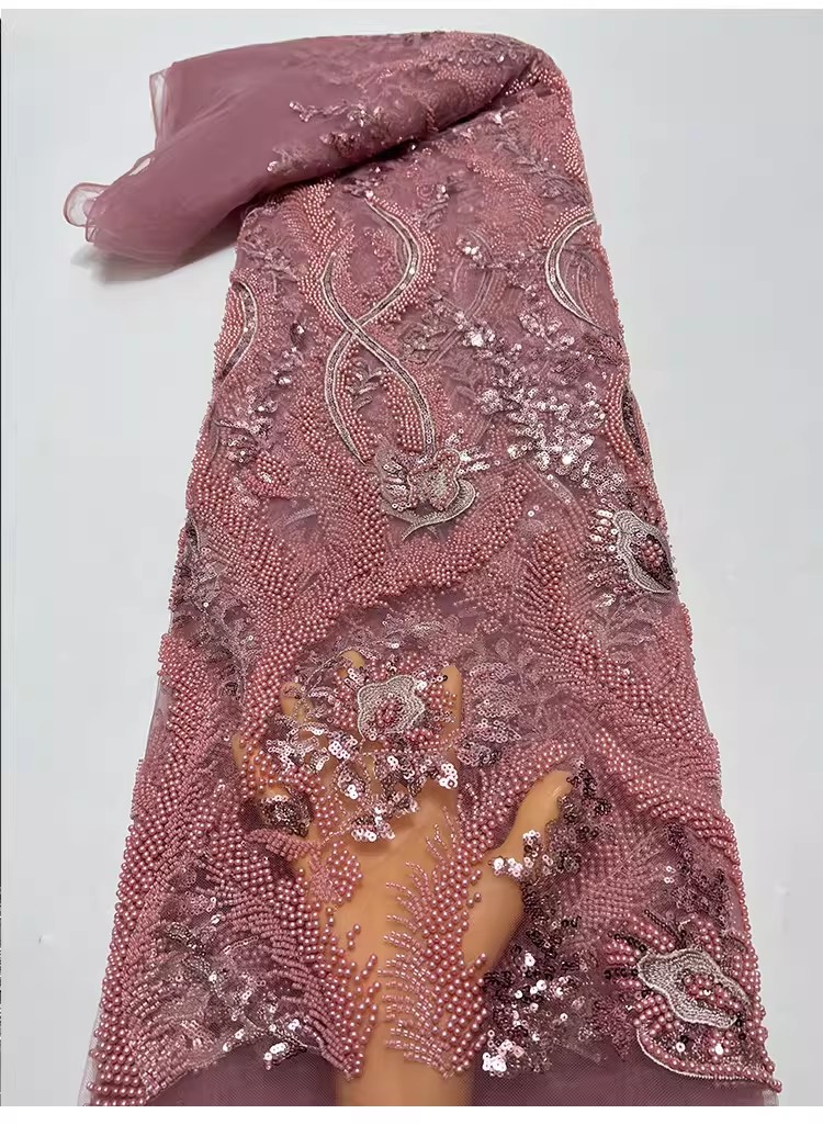 1ヤードの高品質ガーゼ生地、衣類用、絶妙な海藻ネイルビーズス - Embroidery Wedding のレビューと価格
