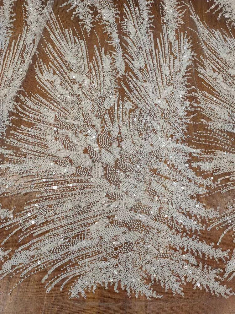 1ヤード ネイルビーズ スパンコール 花柄刺繍 ソフトメッシ - Embroidery Wedding のレビューと価格