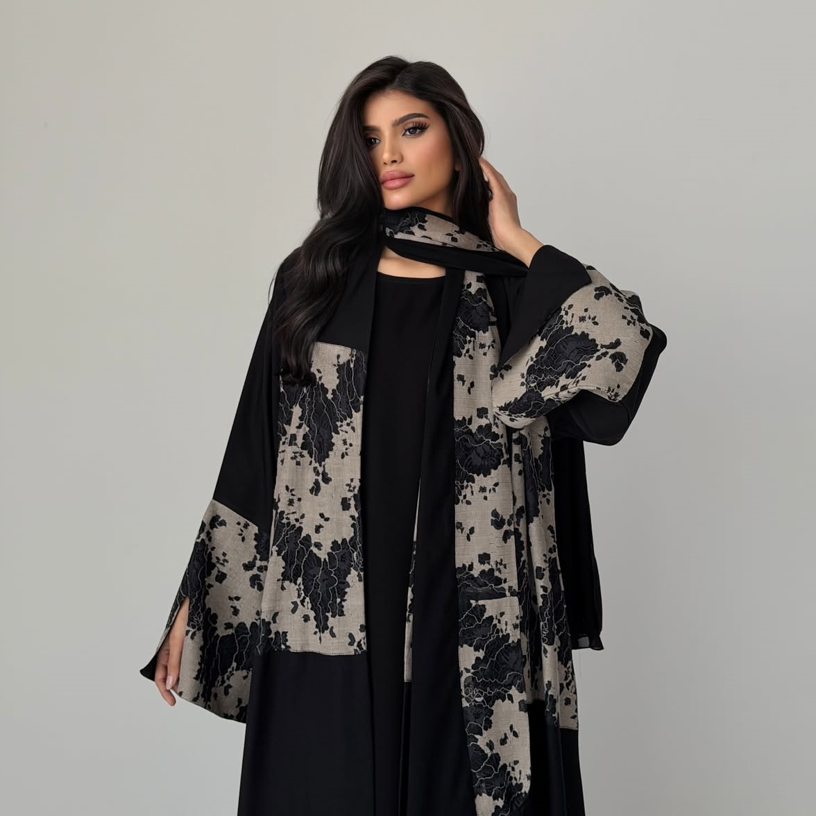 女性用イード・アバヤ・ヒジャブ2ピースセット、レースオープン - Embroidery Kaftan のレビューと価格